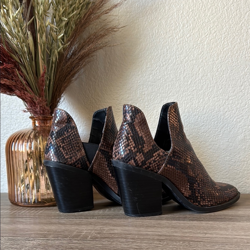 Steve Madden Brown Snake Print Ankle Boots
